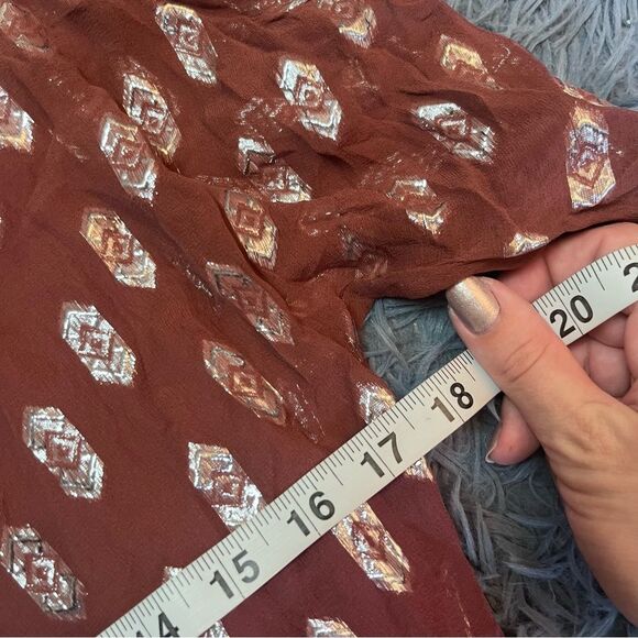 Pomandere Brown Patterned 100% Silk Mini Dress Size 6 - Picture 3 of 4